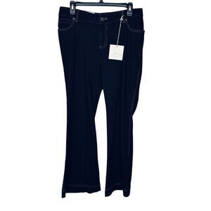J. Jill Women's Flare Leg Jeans Size 10 Blue Dark Wash Stretch Denim